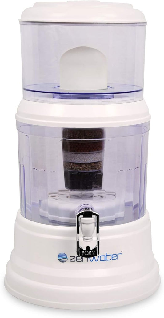 4-Gallon Countertop Gravity Water Filter System - Portable Alkaline Filtration System - Enjoy Clean and Mineral-Rich Hydration at Home, Office, or Travel