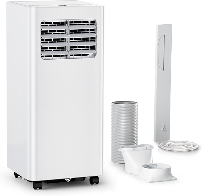 8,000 BTU Portable Air Conditioners,4 Modes Portable Ac Units Cools Up to 370 Sq.Ft,Dehumidifier,Fan,With Remote Control,LED Display, Window Mounting Kit,Suitable for Bedroom,Living Room,Office