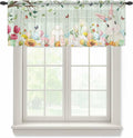Easter Sheer Valances for Windows 42"x12", Light Filtering Kitchen Curtains by Unknown