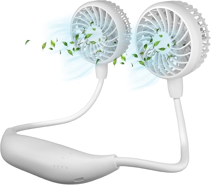 HandFan 5000mAh Neck Fan, 26H Longest Runtime - 6 Speeds Visible Blades Portable Fan, 360° Flex Neck for Gym Office Travel, Safety Grille & Hair Protection (White)