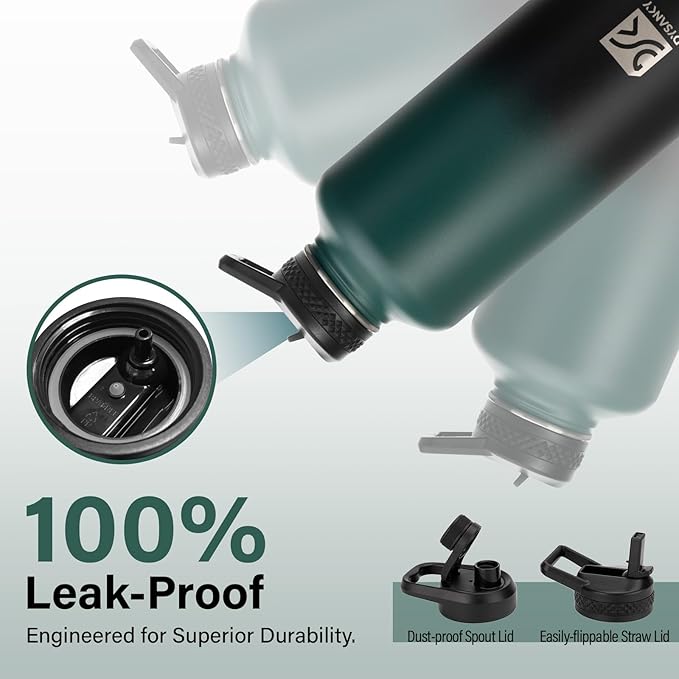 Insulated Water Bottle | Thickened Stainless Steel for Gym and Hiking with Straw, Carrier Bag, Handle Strap | BPA-Free 87 oz-FlexoryFit