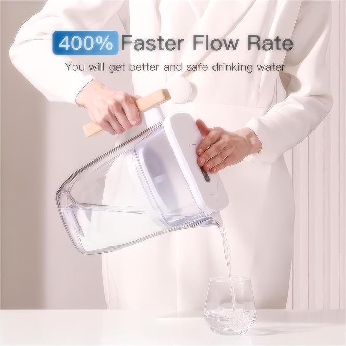 Alkaline Water Filter, Replacement for Waterdrop Pitcher Filtration System, Reduces PFAS, PFOA/PFOS, Chlorine, Clean Water in Seconds, Last Up to 3 Months or 200 Gallons (Pack of 3)