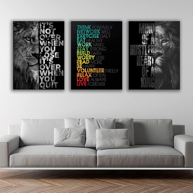 Motivational Canvas Painting Wall Art Execution Grind Hustle Inspirational Wall Art Success Entrepreneur Poster Positive Quotes Wall Poster Framed for Home Office Wall Decor[48''Wx 24''H]-FlexoryFit