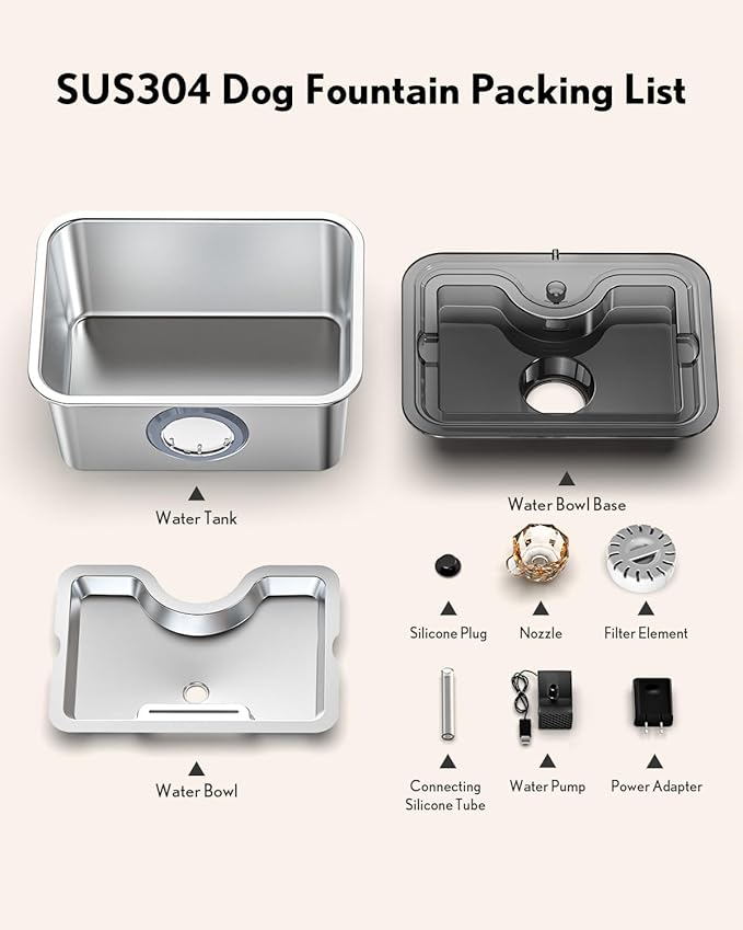 Dog Water Fountain for Large Dogs Stainless Steel 3 Gallon 12L Extra Big Pet Water Bowl Dispenser,Cat Drinking Fountains with Filters for Small Medium Large Dogs and Multi-Pet,Ultra-Quiet Pump