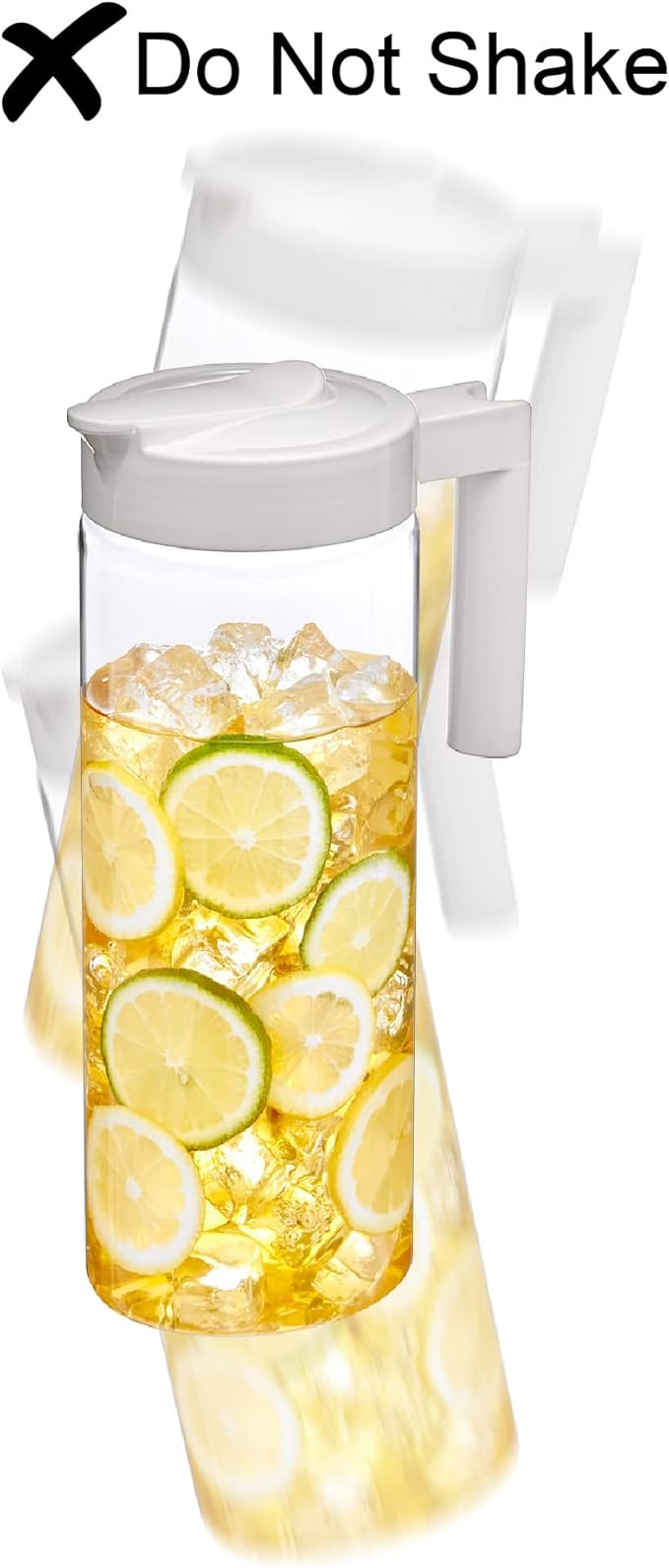 Amazing Abby - Skinny - 2-Pack Tritan Pitcher (64 oz), Unbreakable Plastic Water Pitcher with Lid, BPA-Free, Heat-Resistant, Dishwasher-Safe, Great for Both Iced and Hot Drinks, White