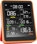 9-in-1 Professional Indoor Air Quality Monitor Portable PM2.5/PM10/CO2, Temperature, Formaldehyde Detector, Humidity TVOC,Time Display Air Quality Tester - Confined Space Clean Air Monitor-Persimmon