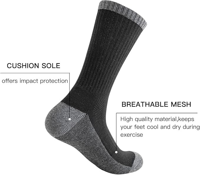 JOYNÉE 8 Pairs Mens Breathable Athletic Crew Socks Arch Support Cushioned Socks for Hiking Sports Running,Sock Size:10-13-FlexoryFit