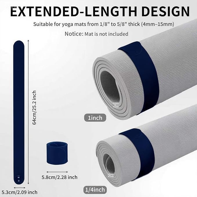 25" Yoga Mat Strap | Slap Band Holder for Carrying and Storage Mats | Rolled Scrunchie Yoga Essential Accessory-FlexoryFit