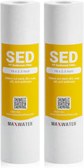 Max Water 5 Micron 10 x 2.5 Sediment Filter Cartridge Replacement for Reverse Osmosis and Whole House Water Filter, Compatible with Well Water Filters - P5, AP110, WHKF-GD05, WFPFC5002 (Pack of 2)