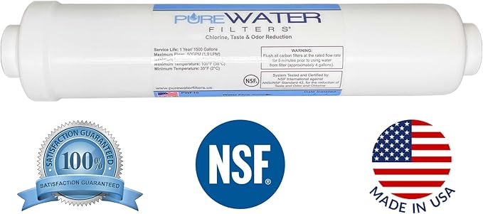 Inline Water Filter Kit for Ice Makers with 1/4" Tubing and a T-Connector