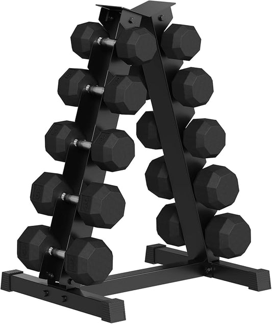 Rubber Coated Hex Dumbbell Weight Set, Multiple Sizes Exercise & Fitness Dumbbells,100LB Set,110LB Set,200LB,350LB,450LB,550LB, 35-50Lbs Pairs for Muscle Toning, Strength Building & Full Body Workout-FlexoryFit