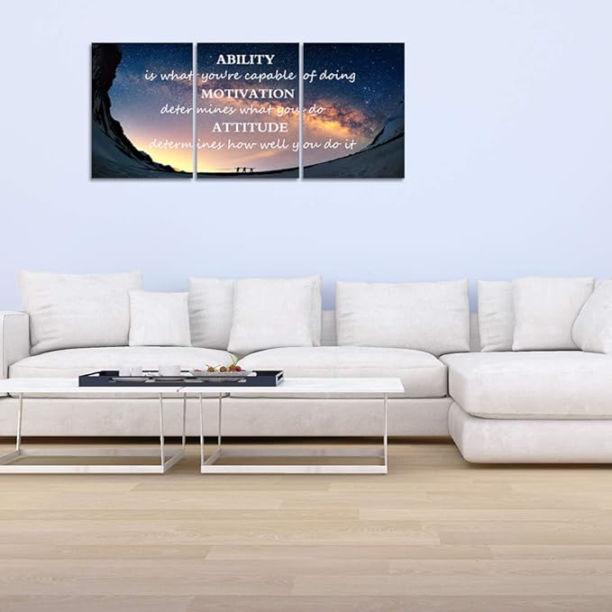 3 Panels Successful Inspirational Posters Quotes Wall Art Ability Modern Motivational Painting Picture Prints on Canvas Artwork Motto for Office Bedroom Decor Living Room Home Decor (72”Wx36”H)-FlexoryFit