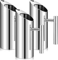 3 Pack Stainless Steel Water Pitcher 33 oz / 1 L Modern Metal Pitcher with Ice Guard Silver Carafe Drink with Handle or Iced Hot Drink Tea Juice Coffee Beer
