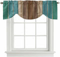 Teal Blue Brown Tie Up Valance Curtains by Unknown