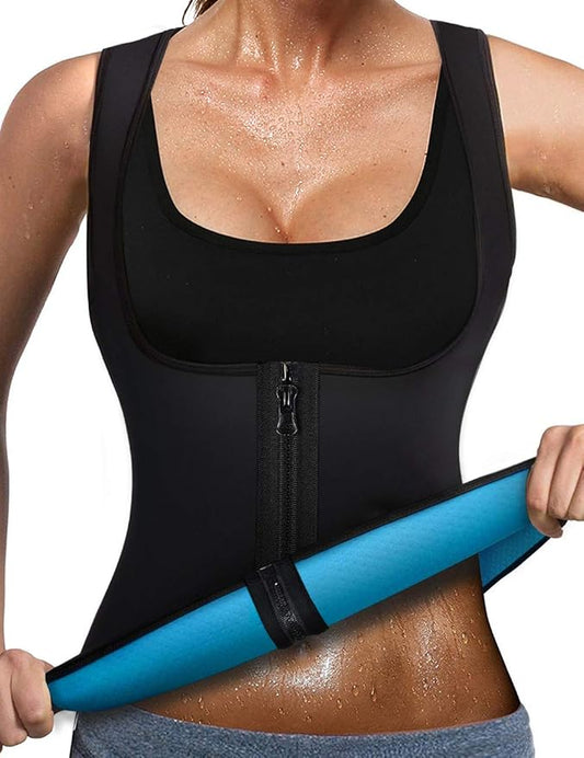 NonEcho Women Sauna Sweat Suit Sleeve Spa Cami Hot Neoprene Slimming Workout Vest Body Shaper Waist Trainer Top