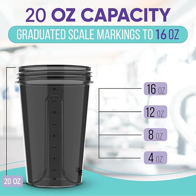 '-2 Pack- 20 oz Protein Shaker Bottles for Protein Mixes - 2x Wire Whisk | Leak Proof Shaker Cups for Protein Shakes and Pre Workout | Protein Shaker Bottle Pack-FlexoryFit