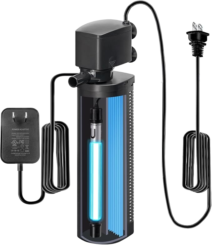 TARARIUM 660GPH Aquarium Fish Tank Filter with 24V DC Powerful Pump for 100-400 Gallon Green Cleaning Machine for Turtle Tank Saltwater Freshwater Crystal Clear, Cold Plunge Filter