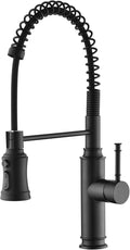 Sumerain Pull-Out Spring Sprayer Kitchen Sink Faucet with 360° Rotating Spout and Single Level Handle, Matte Black
