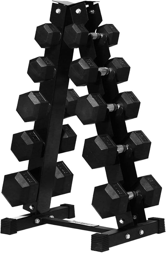 RITFIT 300/350/450/650/180/200/210 LB Rubber Hex Dumbbells Set with Optional Dumbbell Rack, Multi Weight Set to Choose, Ideal for Home Gym and Fitness-FlexoryFit