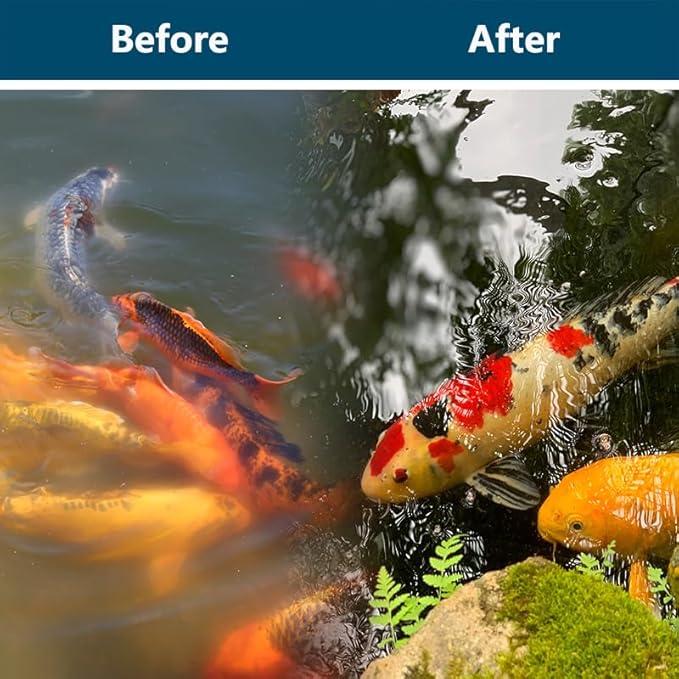 RINOO White Koi Pond Filter Pad Fine Bulk - Cut to Fit - Durable Fish Pond Filter Media - Water Garden Aquariums Filter Material - 39.6" (3.3 ft) x 16" x 3/5" - 4/5" Thickness - 2 Pack
