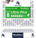 MervKing 16x20x4 Air Filter Actual Size: 15.88" x 19.88" x 4.31" MERV 8 MPR 600-700 | MADE IN USA | 6-Pack | Pleated HVAC AC Furnace Replacement