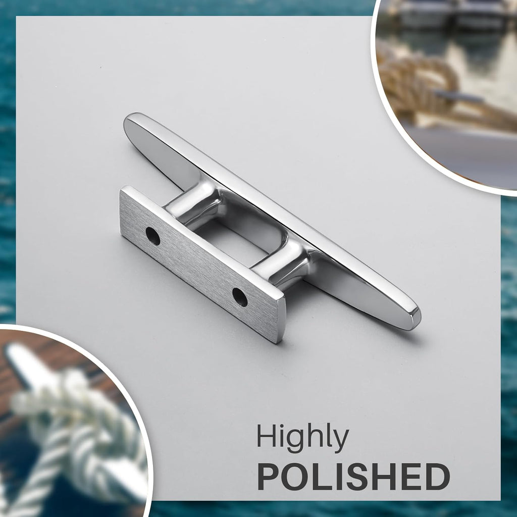 Boat Cleats Marine Grade 316 Stainless Steel Boat Mooring Cleat Pack of 4, Installation Accessories Included