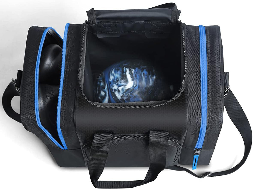 Mangrove Bowling Ball Bag for Single Ball, 2020 Bowling Ball Tote Bowling Bag with Padded Ball Holder - Fits Bowling Shoes Up to Mens Size 14 and Accessories (Black)