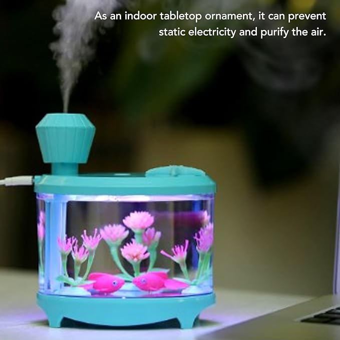Mini Micro Landscape Humidifier - Ultra Quiet USB Essential Oil Aromatherapy Diffuser for Car, Bedroom & Study Room - 460ML Capacity (Blue)