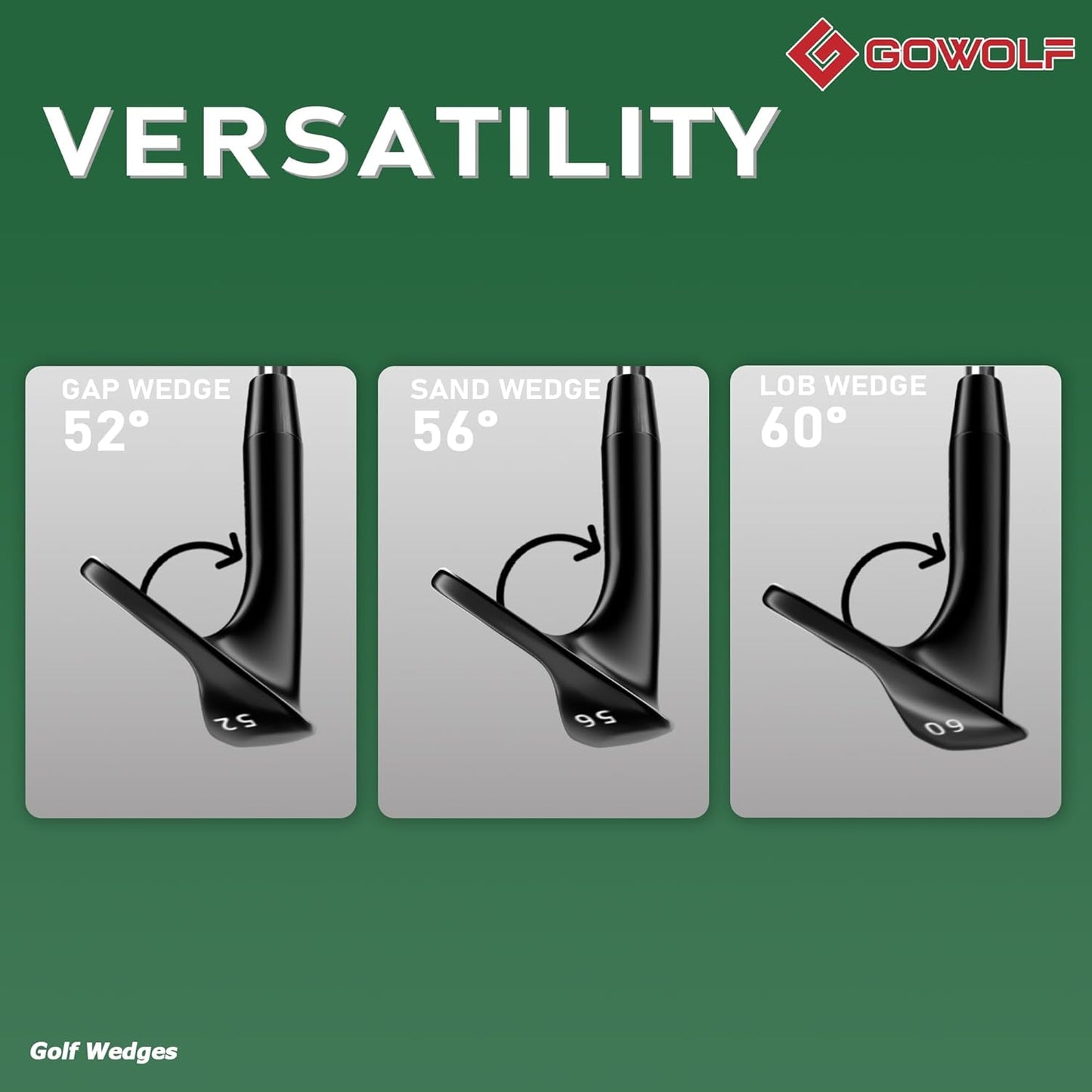 Gowolf Forged Golf Wedges 50/52/54/56/58/60/69 Degree Single or Sets for Men, Right Hand Premium Full Face Gap Wedge Sand Wedge Lob Wedge Golf Club, Great Golf Gifts - CNC Milled Face for More Spin