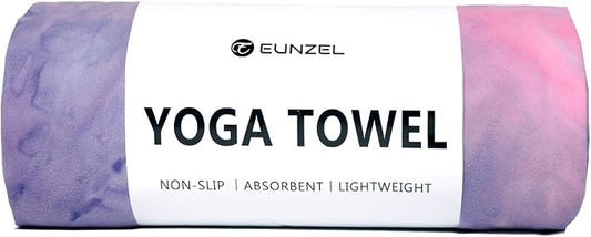 Eunzel Hot Yoga Towel Non Slip Yoga Mat Towel Non-Slip Sweat Absorbent Microfiber Towel for Hot Yoga, Pilates and Workout 72" x 26.5", Purple & Blue-FlexoryFit