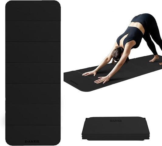 Foldable Yoga Mat 12mm Extra Thick Joint Protection,Portable Design for Travel/Pilates/Board/Camping,Environmental Sports Mat Non-Slip Gym Mat,Odorless POE Material-FlexoryFit