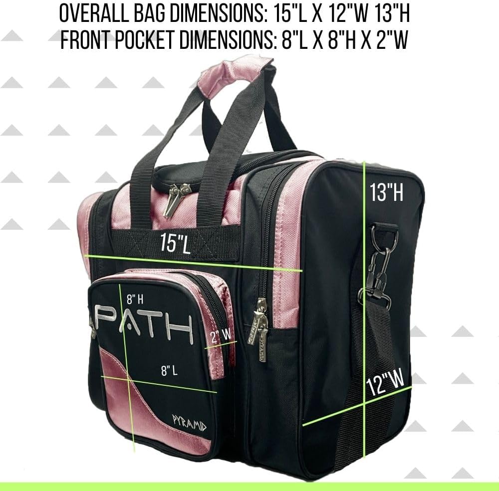 Pyramid Path Pro Deluxe Single Bowling Ball Tote - Holds One Ball, One Pair Shoes Up to Mens 15