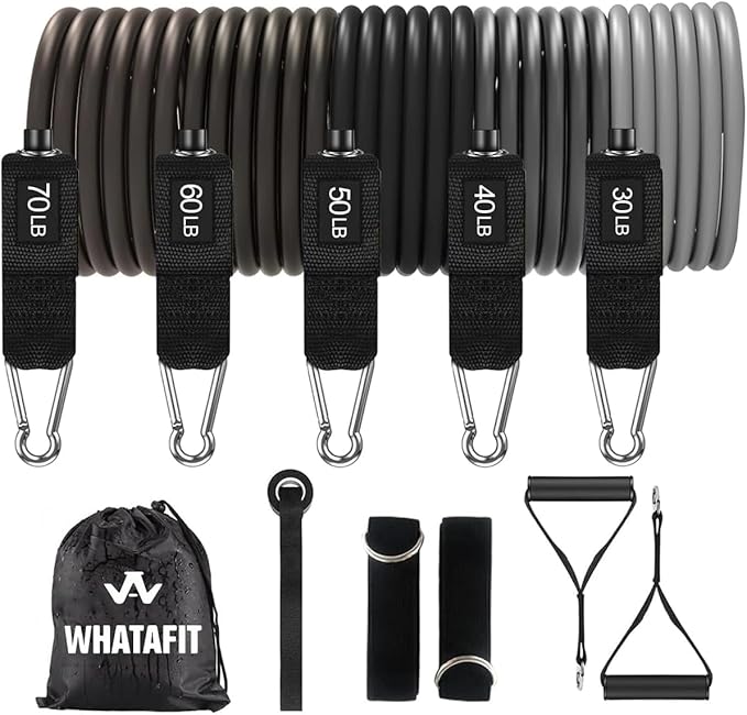 WHATAFIT Resistance Bands, Exercise Bands，Resistance Bands for Working Out, Work Out Bands with Handles for Men and Women Fitness, Strength Training Home Gym Equipment-FlexoryFit