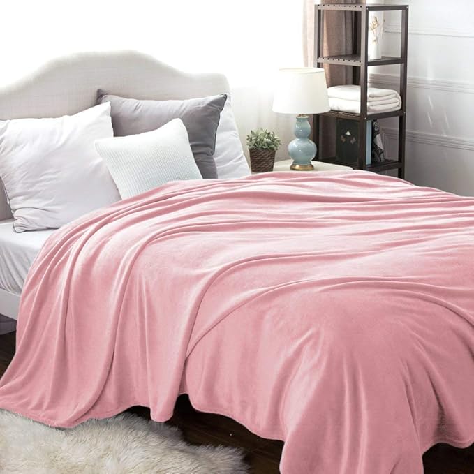Bedsure Fleece Blankets Queen Size Pink - Bed Blanket Soft Lightweight Plush Fuzzy Cozy Luxury Microfiber 90x90 inches