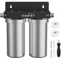Whole House Water Filter, Stainless Steel Filter Housing, 2-Stage 10"x4.5" Sediment Carbon Filter Pre-Filtration System for Well or City Water, 1" or 3/4" NPT Port, 2 Filters