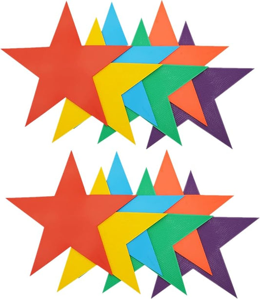 12pcs Colorful Star Arrow Spot Marker Non-Slip Directional Carpet Marker for Training Agility, Kids Classroom Activity, Gym, Sport, Home (Star)-FlexoryFit