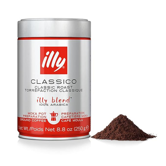 illy Ground Coffee Moka - 100% Arabica Flavored Coffee Ground - Rich Aromatic Coffee Grounds Profile – Classico Medium Roast - Notes of Caramel, Orange Blossom & Jasmine - No Preservatives – 8.8 Ounce-FlexoryFit