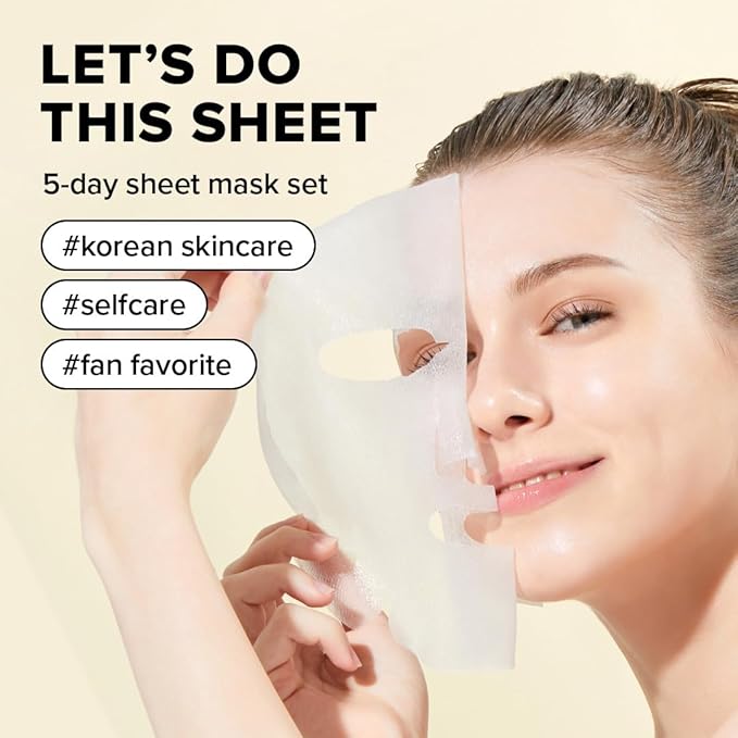 I DEW CARE Glass Skin Face Mask Variety Pack - Let's Do This Sheet | For Perfect Care Routine, Korean Face Masks Skincare, Olive Extract, Chamomile, Vitamin B3, Moisturizing, 5 Count-FlexoryFit