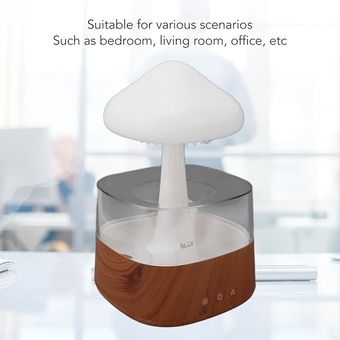 Rain Cloud Humidifier Night Light, Bedside Mushroom Rain Cloud Diffuser for Bedroom Office Moisturizing