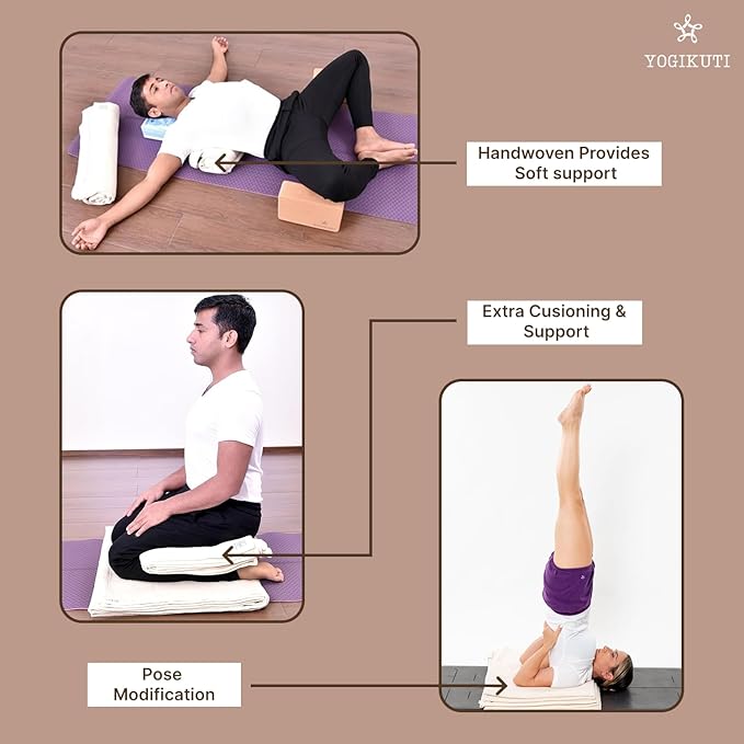 Yogikuti Iyengar Cotton Yoga Blanket Set of One – Thick Handwoven Yoga Blankets for Restorative Yoga, Meditation & Pranayama – Premium Cotton Yoga Blanket for Support & Comfort in Pranayama-FlexoryFit