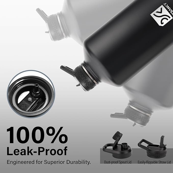 1 Gallon Water Bottle Insulated | Thickened Stainless Steel Vacuum Metal Water Jug | Portable Sports Large for Gym and Hiking with Straw, Carrier Bag, Handle Strap | BPA-Free 128 oz-FlexoryFit