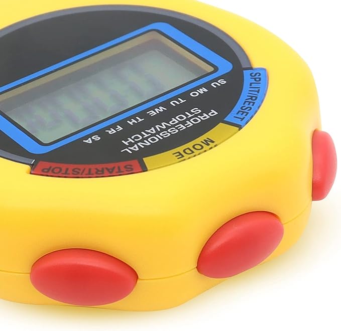 12 Pack Multi-Function Electronic Digital Sport Stopwatch Timer, Large Display with Date Time and Alarm Function,Suitable for Sports Coaches Fitness Coaches and Referees (Yellow)-FlexoryFit
