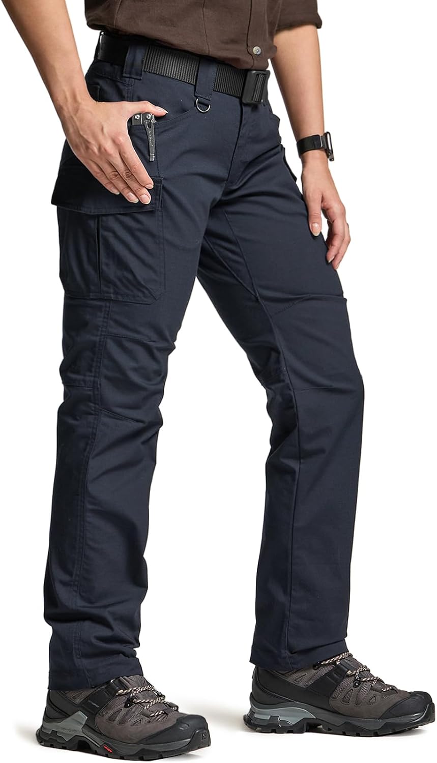 CQR Women's Flex Stretch Tactical Pants, Water Resistant Ripstop Cargo Work Pants with Pockets for Outdoor & Hiking
