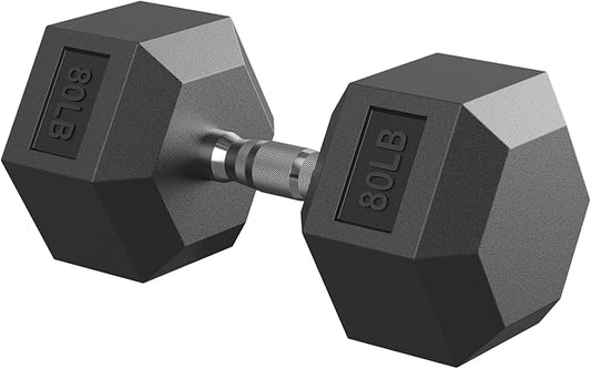 Hex Dumbbell 40-125 lb, Rubber Encased Exercise & Fitness Dumbbells, Hand Weight for Strength Training-FlexoryFit