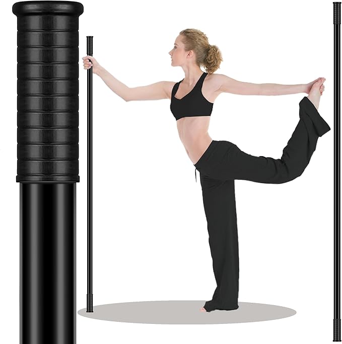 5ft Yoga Stick from Natural Bamboo with Non-Slip Handle-Stretching Stick for Mobility, Flexibility,Exercise,Workout, Physical Therapy,Pilates,Balance Fitness-Access Online Video Guide Without Any Info-FlexoryFit