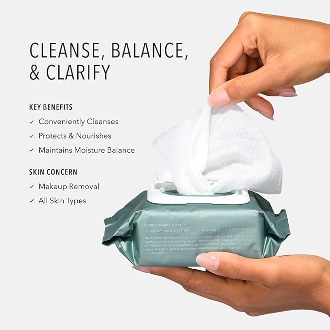 HydroPeptide HydroActive Cleanse, Micellar Facial Cloths, Gently Cleanses Skin, Hydrating and Nourishing, 30 Count-FlexoryFit
