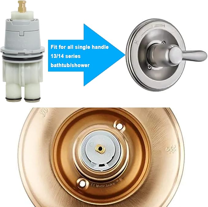 RP46074 Shower Universal Valve Cartridge Assembly for Delta Shower and Tub 13/14 Series Faucet, Replacement Part for Delta Monitor Cartridge, Include RP22734 Bonnet Nut Replacement
