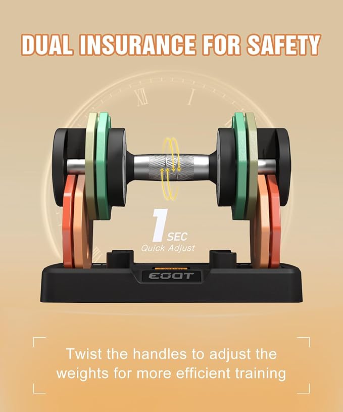 Adjustable Dumbbells Set/Single, 12.5LB/22.5LB/55LB 5 in 1 Free Adjustable Dumbbell Set with Anti-Slip Handle & Rainbow-colored Weight Plates for Home Gym, Weight Set for Women Men-FlexoryFit