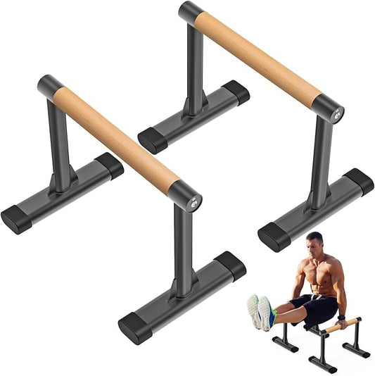 Kipika Parallettes Bars, Push Up Bars & Dip Bar with Comfort Thick Handles, Rock-Free Fitness Equipment for Handstand, L-Sit, Gymnastics & Strength Training, 600lbs Capacity, 12" Height-FlexoryFit
