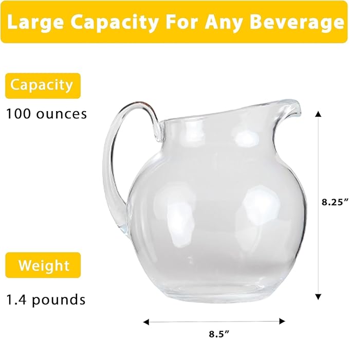 Lily's Home Shatterproof Plastic Pitcher, the Large Capacity Makes it Excellent for Parties (2 Pack - 100 oz)